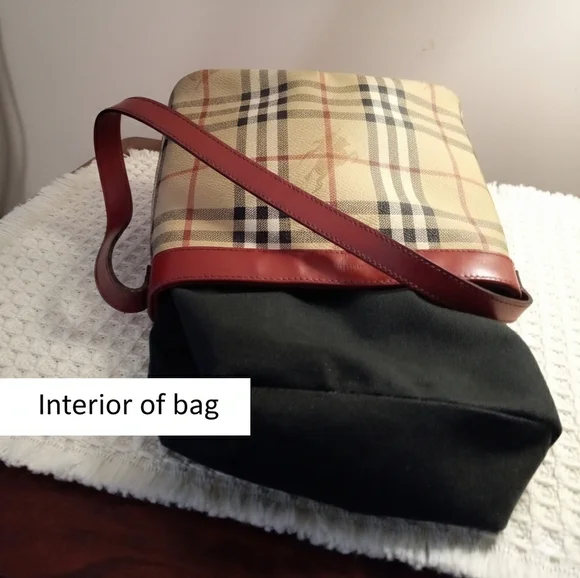 AUTHENTIC Vintage Burberry Haymarket Check Shoulder Bag With Certificate - Picture 8 of 11